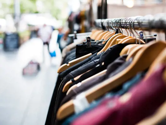 A clothing rack at a Salvos store.