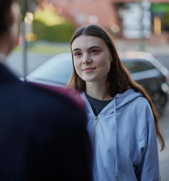 Salvos officer talking to a teen